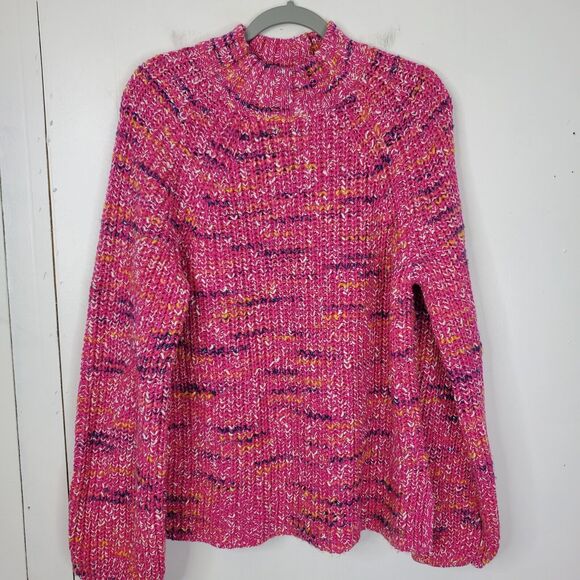 GAP Vibrant Pink Multicolor Turtleneck Sweater - Picture 1 of 11